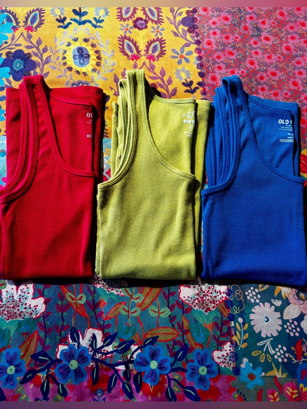 Old Navy Women's Ribbed Tank Top - Red, Green, Blue - Picture 3 of 3